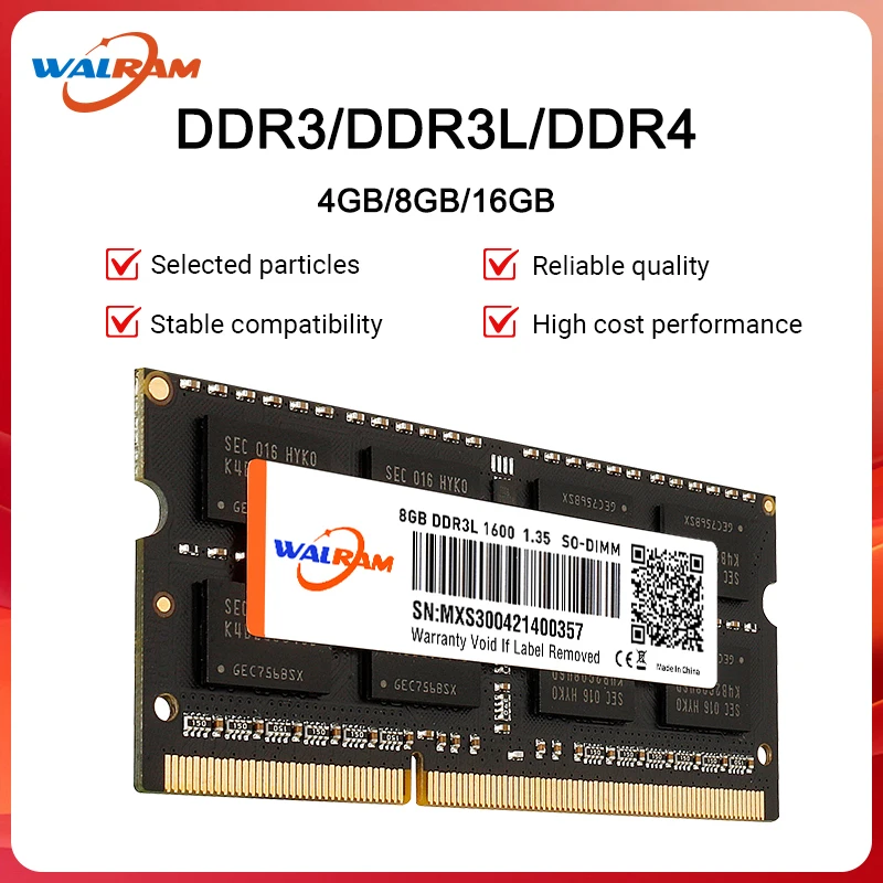 זיכרון פנימי למחשב נייד WALRAM DDR4 2666MHz 3200MHz DDR3L 1600MHz DDR3 8GB 4GB 1.5V 1.35V 1.2V Sodimm Ram