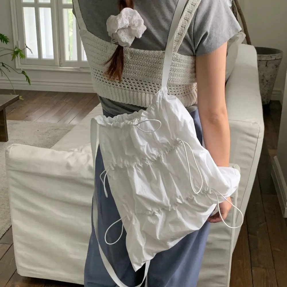 PleatedNylonHighCapacityShoulderBagKnapsackSportBackpackKorea