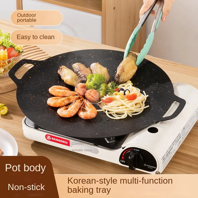 Outdoor Camping Grill Plate Korean Barbecue Plate Barbecue Meat Pot Barbecue Plate Medical Stone Frying Plate