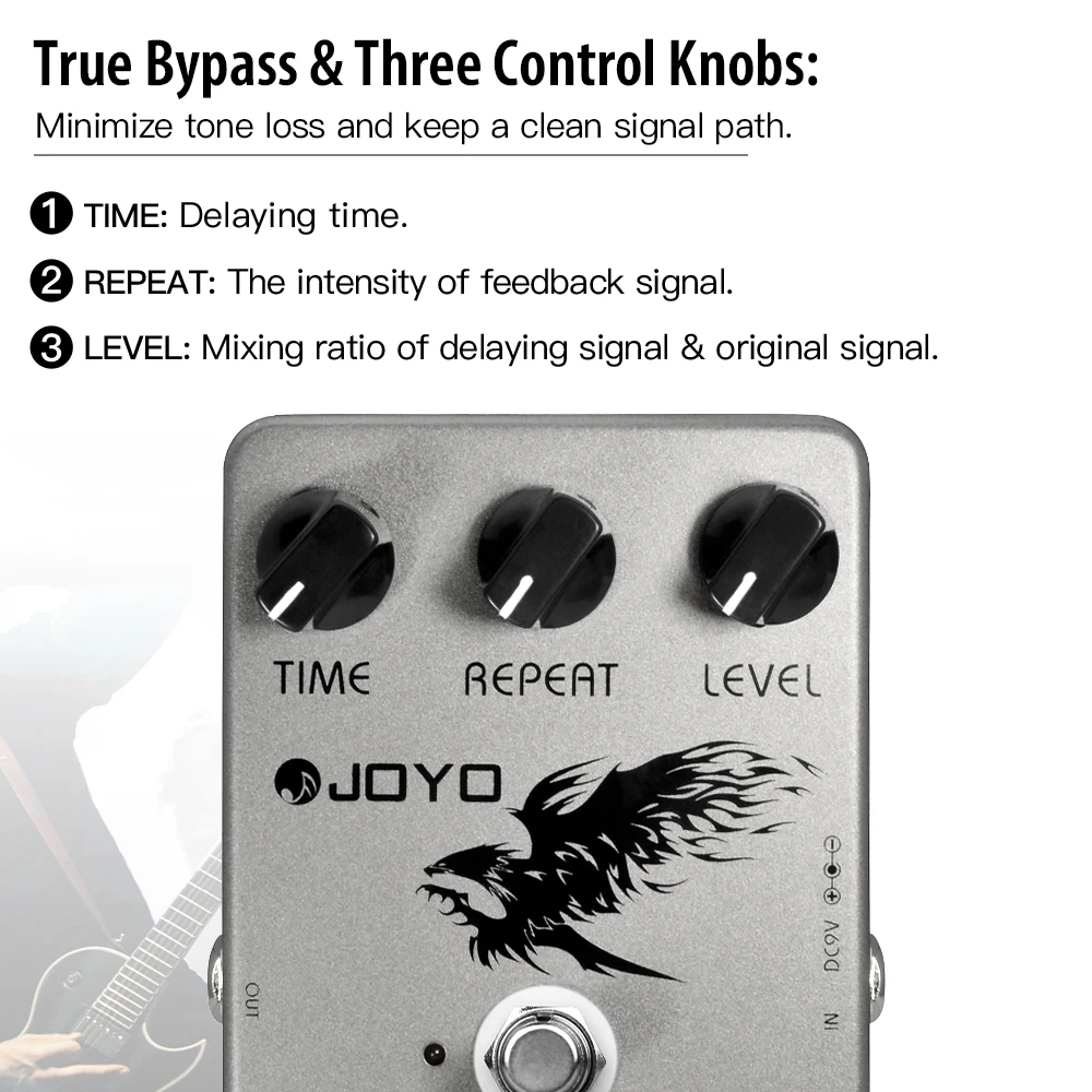 JF-08 DIGITAL DELAY Guitar Pedal Analog-Style Delay with Filter Circuit 25ms to