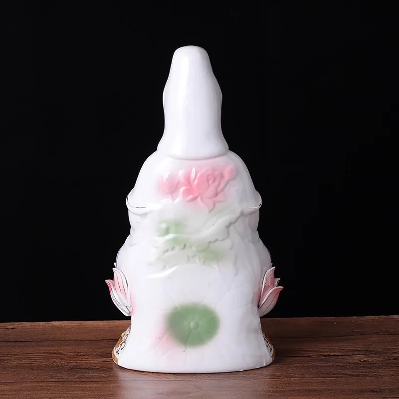 White Porcelain Guanyin Statue - South Sea Avalokiteshvara Bodhisattva with Lotus & Vase, Elegant Buddhist Altar Decor Figurine