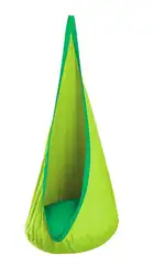 Children's Portable Hanging Chair with Inflatable Cushion - Indoor/Outdoor Parachute Cloth Swing Bed (Green)