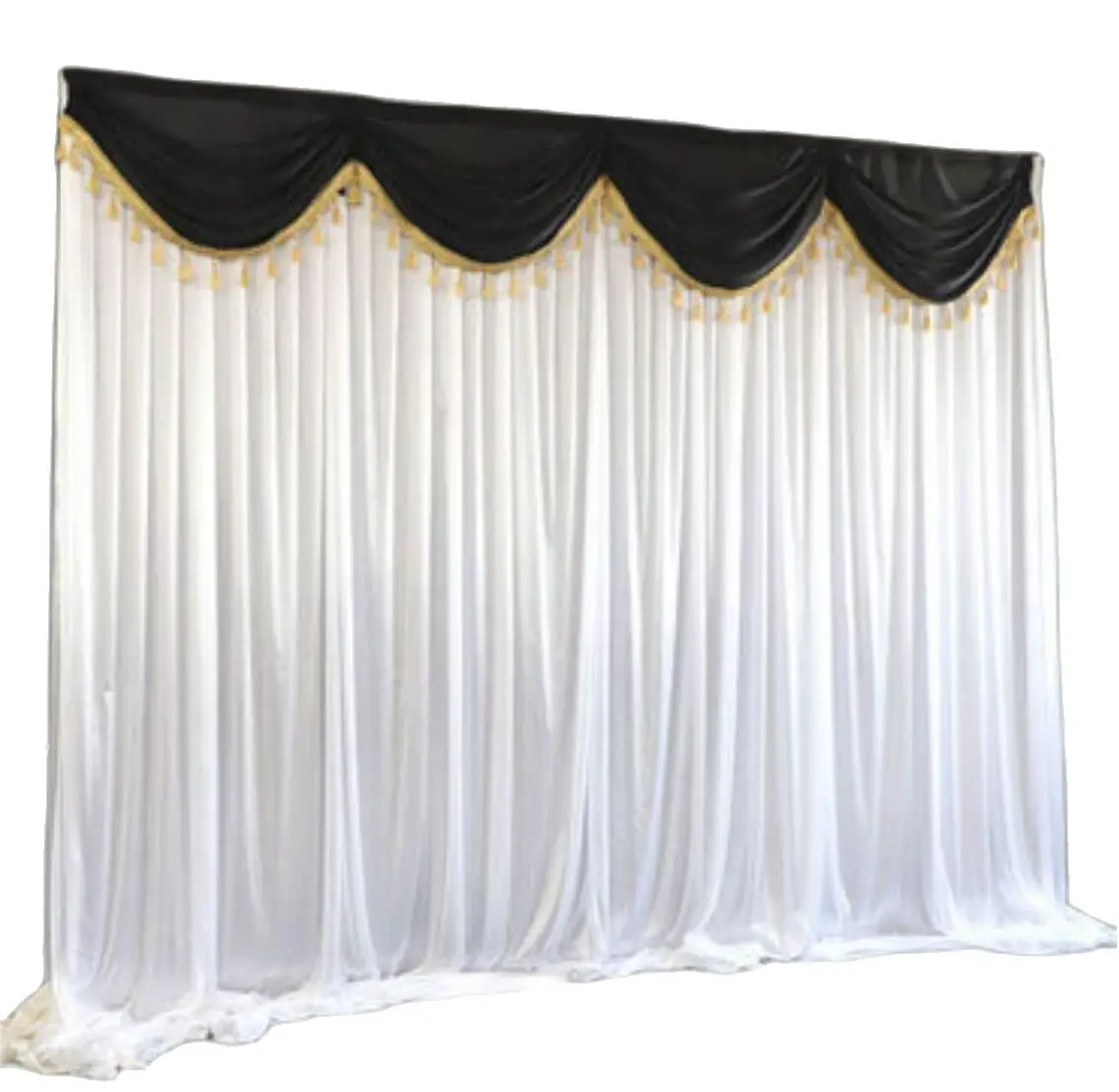 

High Quality White Curtain with Swag Wedding Backdrop Church Stage Background Drapery Decoration