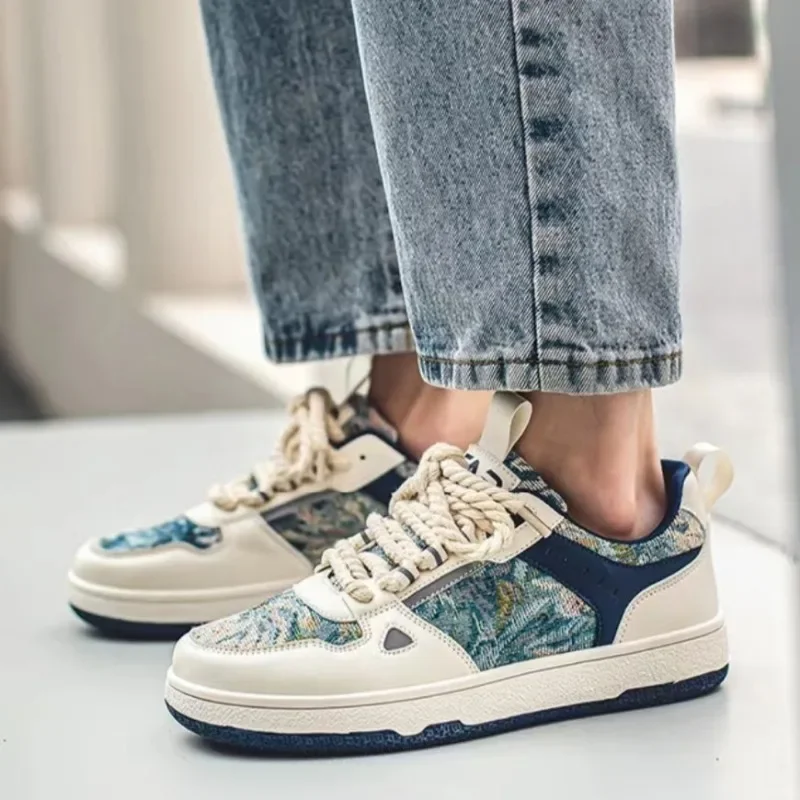 

Модные мужские повседневные туфли на плоской подошве, удобные и классические холщовые кроссовки из искусственной кожи в стиле пэчворк, Мужская Вулканизированная обувь