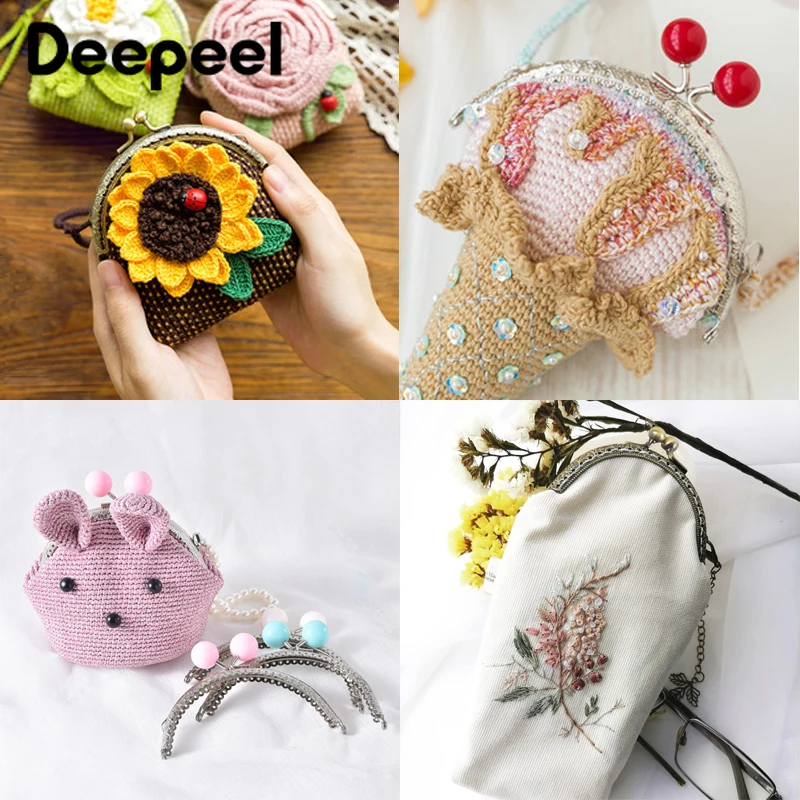 5/10Pcs 12.5cm Candy Bead Bags Handle Purse Frames Metal Kiss Clasp Sew Kit Handles for Making Bag Sewing Brackets Accessories