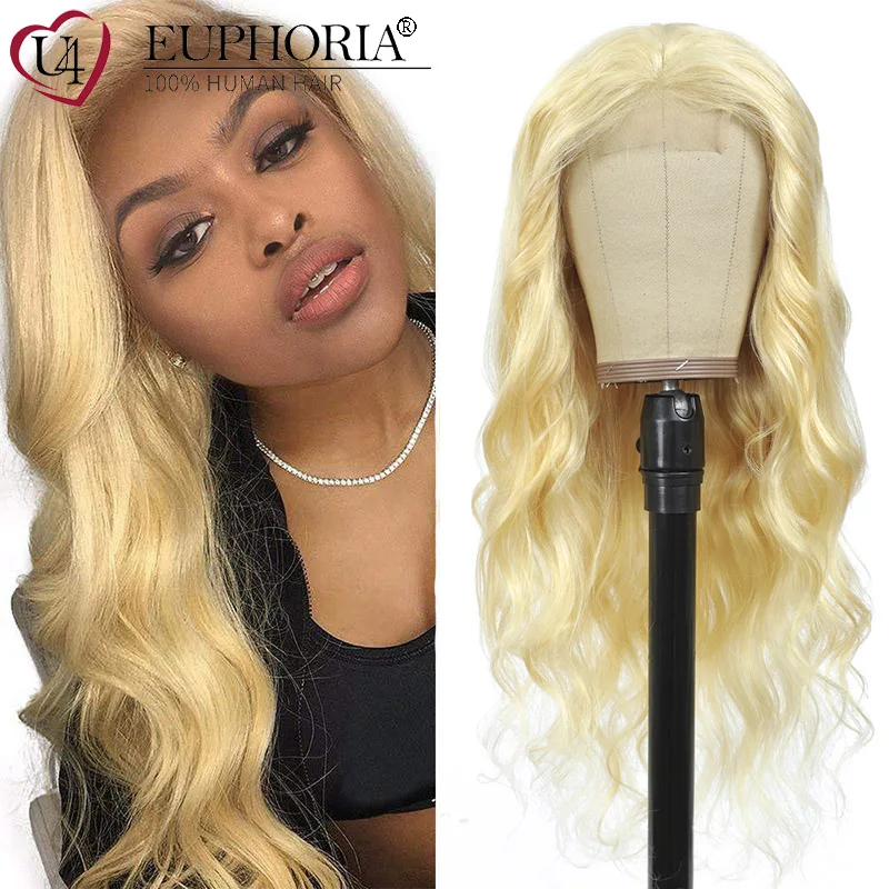 

613 Body Wave 4x4 Lace Closure Wig Ombre Blonde 1b/613 Lace Wigs Brazilian 9A Remy Human Hair Lace Front Wigs 150% EUPHORIA