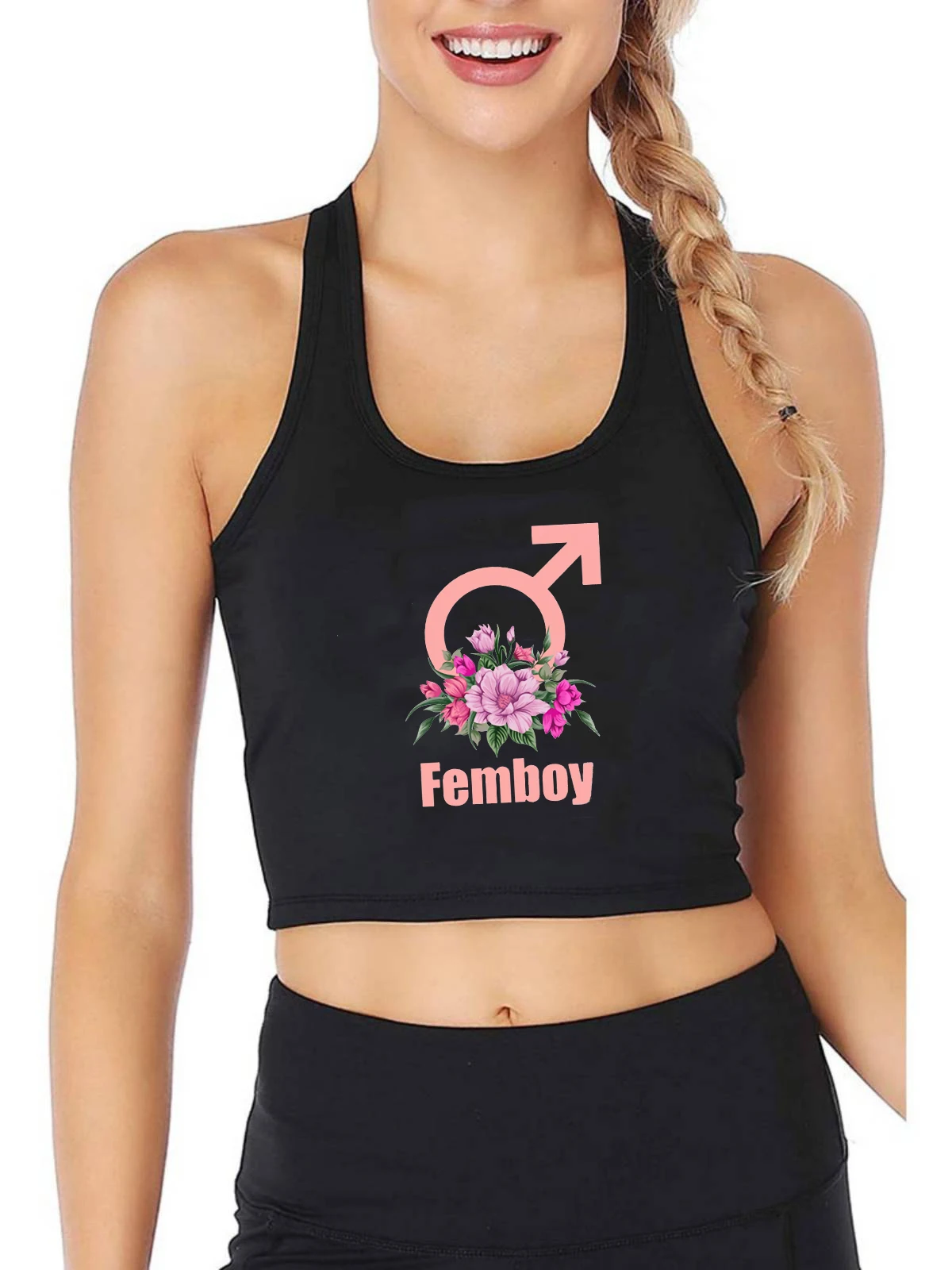 "Woman In Training" Funny Crop Tank Top - Humor Workout Yoga Sports Top | Sleeveless, Scoop Neck