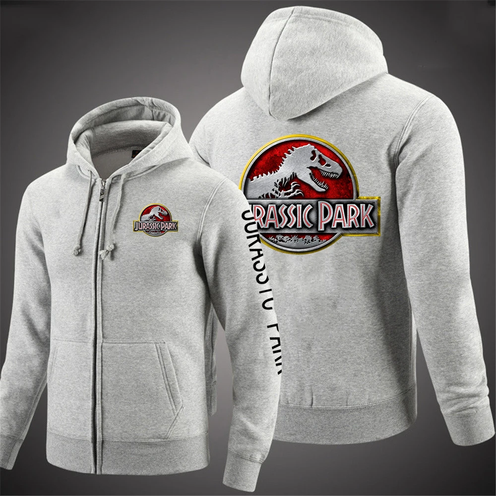 2023 New Men Jurassic Park Spring and Autumn Popular Streetwear Top Casual Comfortable Solid Color Zipper Pullover Printing Coat