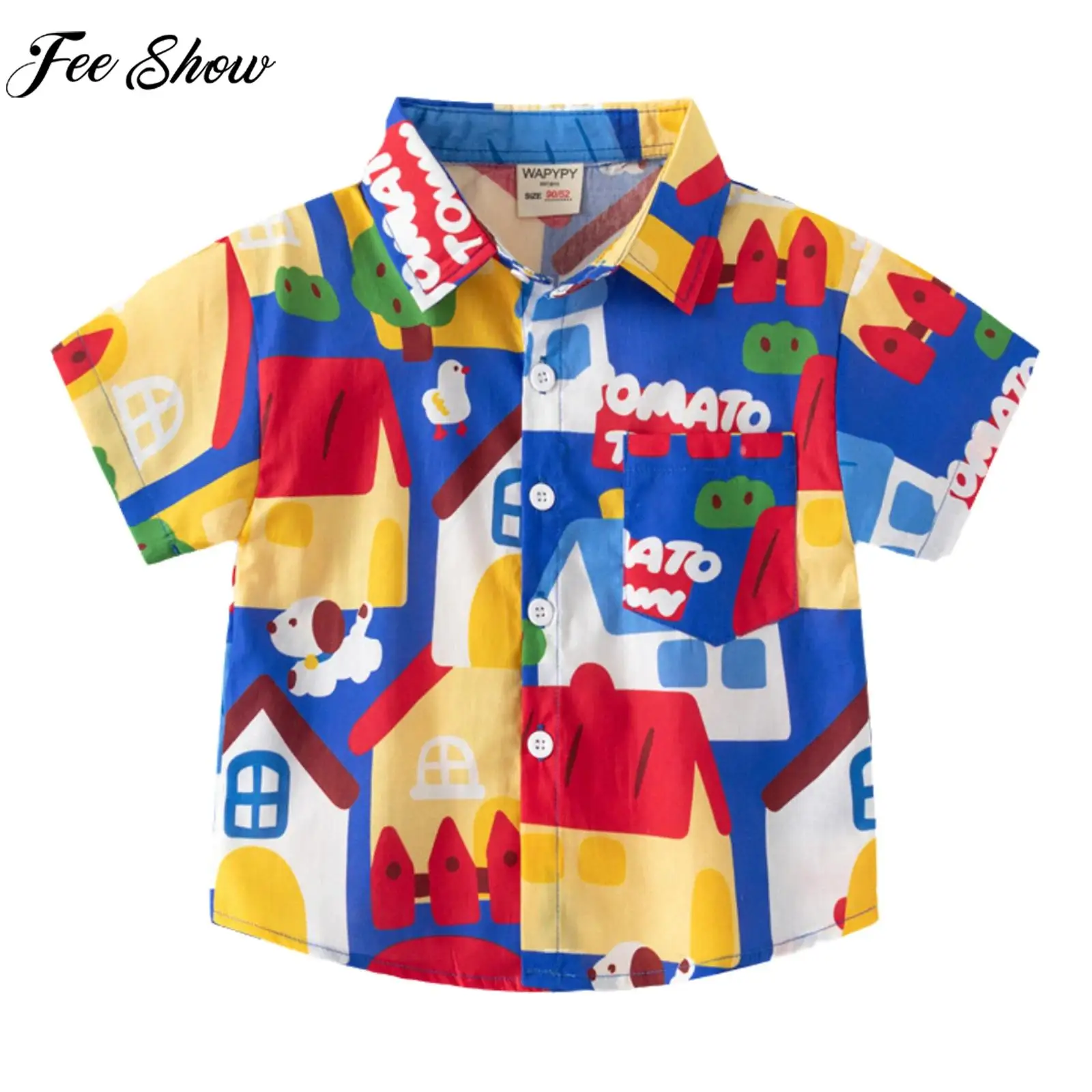 

Little Boys Short Sleeve Turn Down Collar Print Shirt Top Summer Fashion Casual Beach Holiday Daily School Street Home Clothes