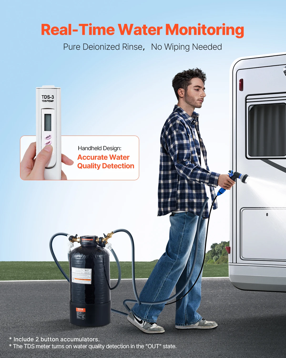 VEVOR Deionized Water System for Car Wash, with Handheld TDS Meter, Spotless Water Spot Remover Filter with Dual Outlet Mode 3