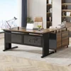 63 Inch Large Office Desk L Shaped Computer Desk with Drawers and Storage Shelves, Business Furniture Desk Workstation 1