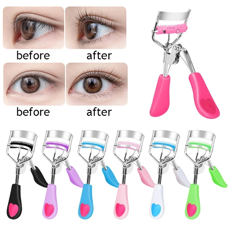 

1PC Eyelash Curlers With Comb Peach Heart Fan-shaped Wide-angle Edge Eyelash Clip Natural Curling Eyelashes Beauty Makeup Tool