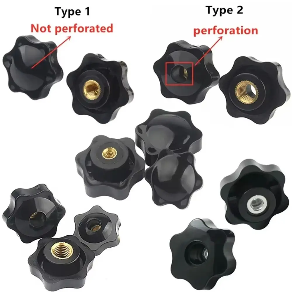 10Pcs New M4 M5 M6 M8 M10 M12 Hand Tighten Nuts Mechanical Black Plum Nuts Handle Thread Clamping Knob