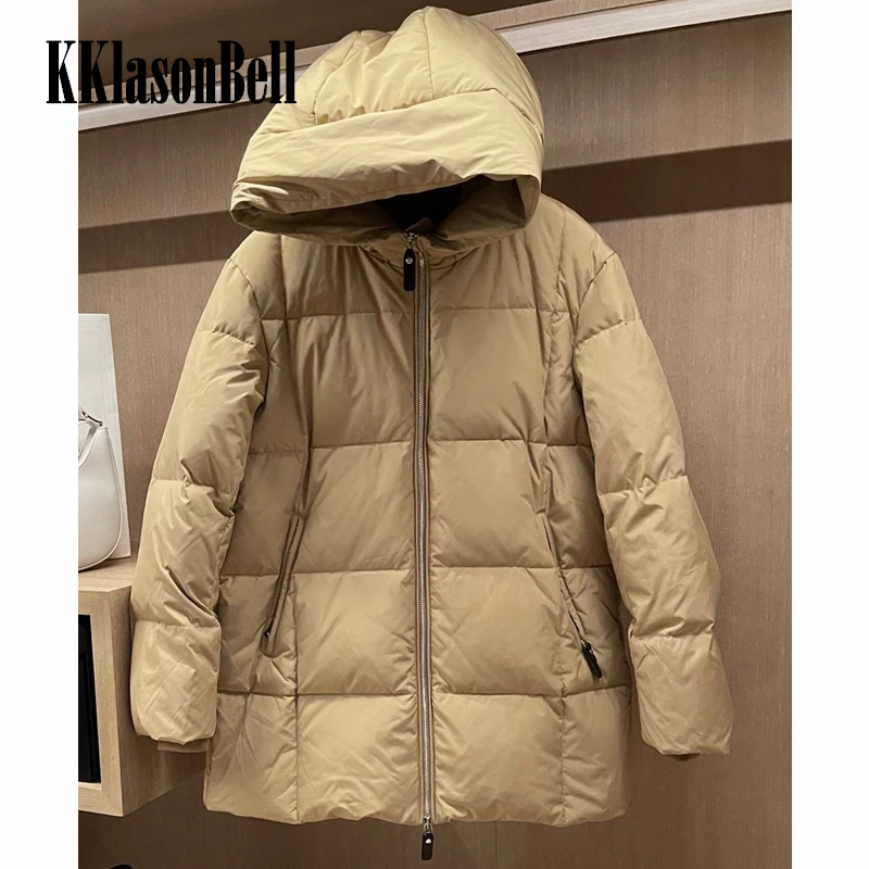 

11.20 KKlasonBell 90% White Duck Down Hooded Zipper Loose Keep Warm Down Jacket Women