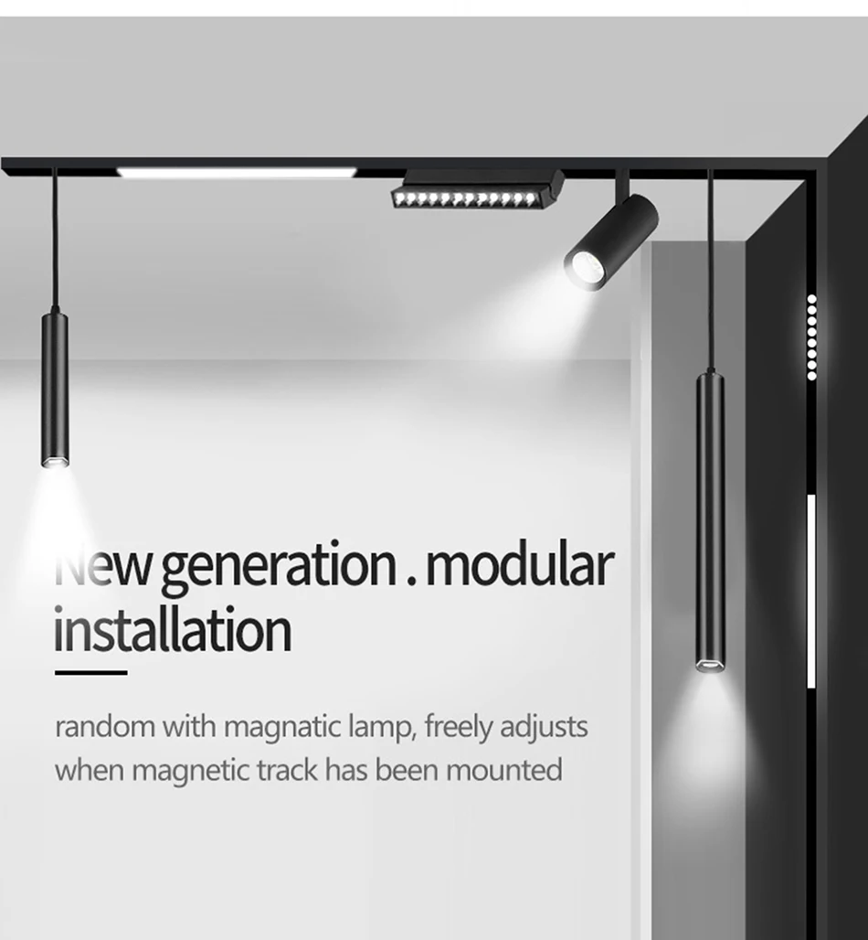 Description Picture 2 of itemLED Magnetic Track Lighting System Accessories Magnet Rail Kit Living Room Kitchen 48v Transformer Power Supply Corner Connector