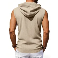 Nouveau débardeur à capuche sans manches pour homme, style décontracté, avec cordon de serrage et poches, idéal pour l'été, le hip-hop et l'entraînement sportif. 2