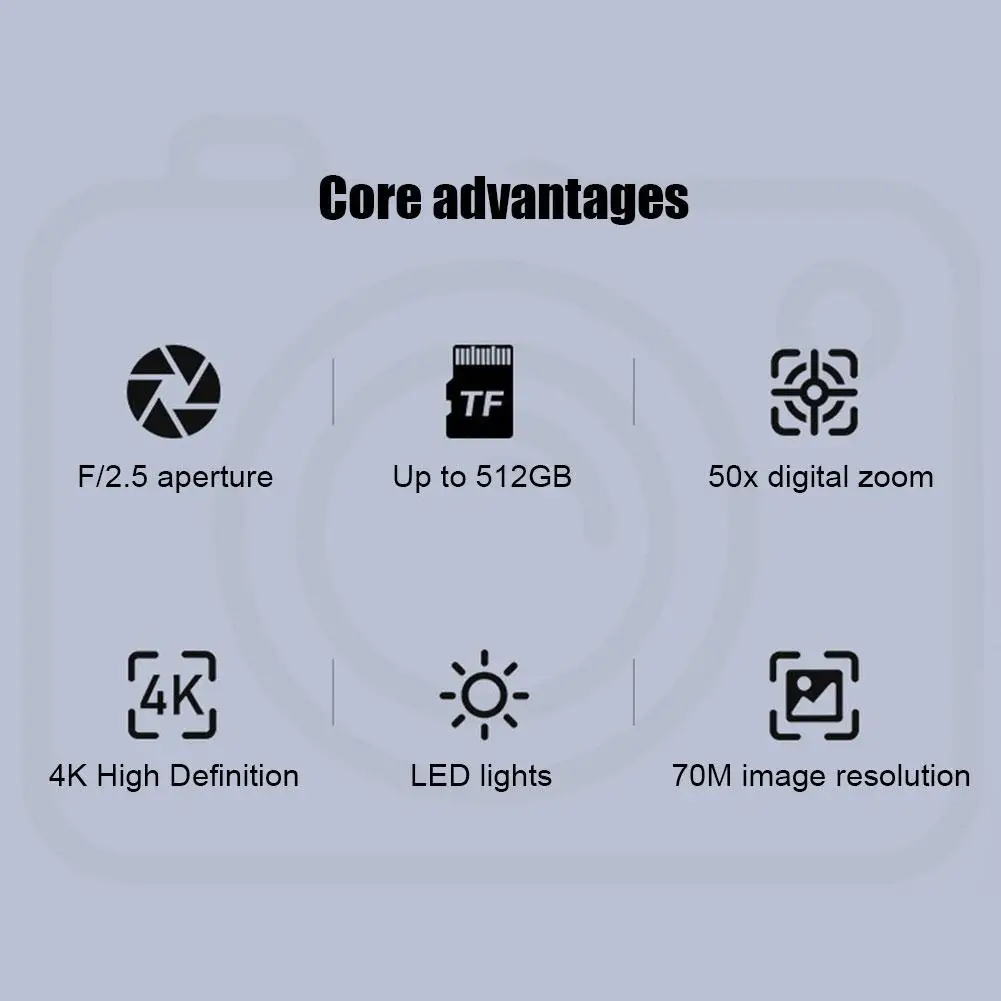 Micro SLR 4K HD Digital Camera 50x Digital Zoom Portable Full Color Monocular Telescopes Camcorder For Camping With LED