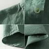 923 100% Linen Men's Summer Fashion Shirt High Quality Solid Color Simple Casual Short Sleeve Blouses Basic Thin Breathable Tops 4