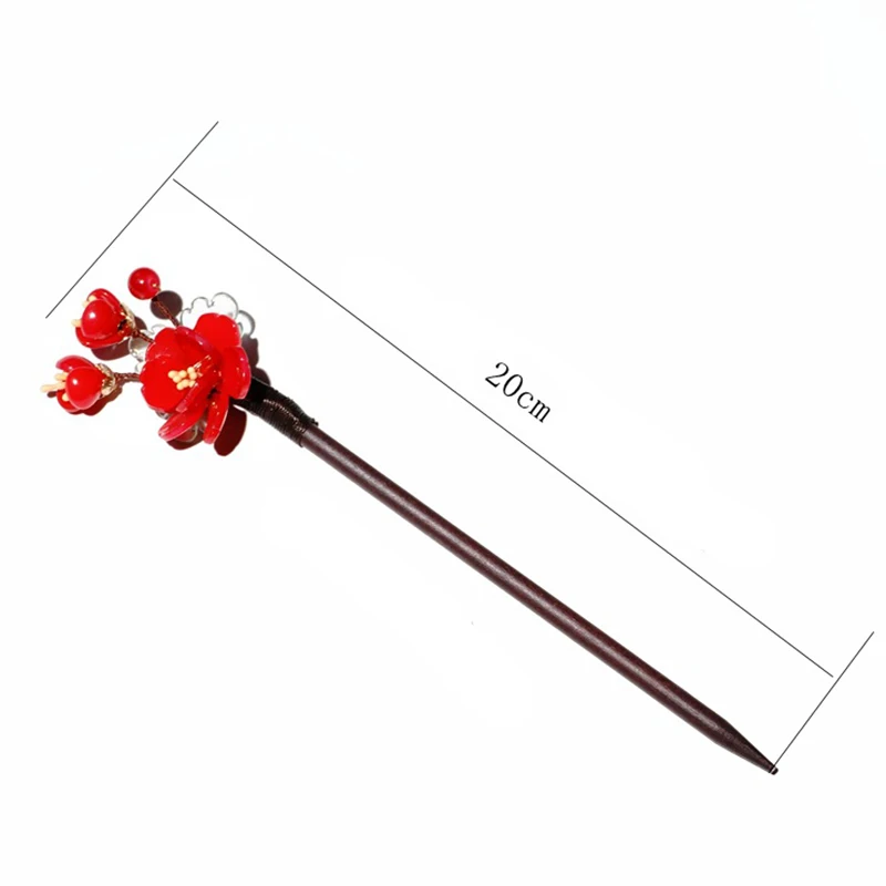 Classic Hair Stick Chinese Hanfu Hair Accessories Glazed Flower Hairpin Chopstick Vintage Girls Wooden Clasp Jewelry Gifts,hair accessory,hair stick,jewelry accessories
