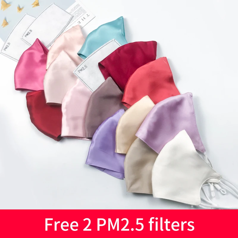 Double Layer Silk Mask Summer Mulberry Silk Sunscreen Anti Ultraviolet Washable Three-Dimensional Breathable Send 2 Filters