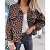 Fashionable and Trendy 2023 Spring Leopard Denim Coat for Women New European and American Style 4