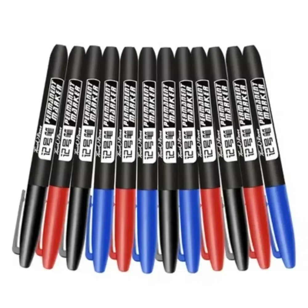 Permanent Marker Pen 9 Pcs/Set Fine Point Waterproof Ink Thin Nib Crude Nib Black Blue Red Ink 1.5mm Fine Color