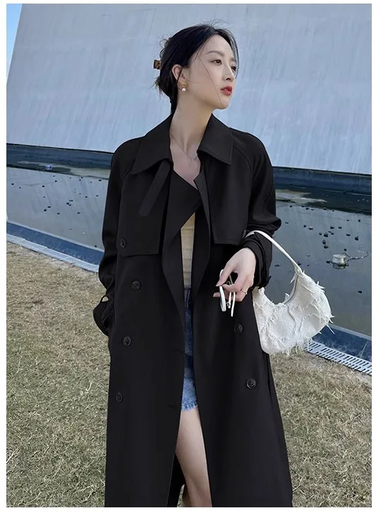 

2023 Autumn and Winter Women's Clothing Mid-Length Figure Flattering Trench Coat Autumn New