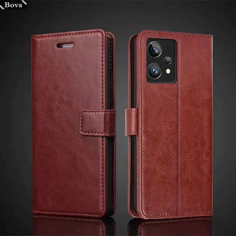 Premium PU Leather Flip Wallet Case with Card Holder for OPPO Realme 9 Pro Plus - Retro Business Style Phone Cover