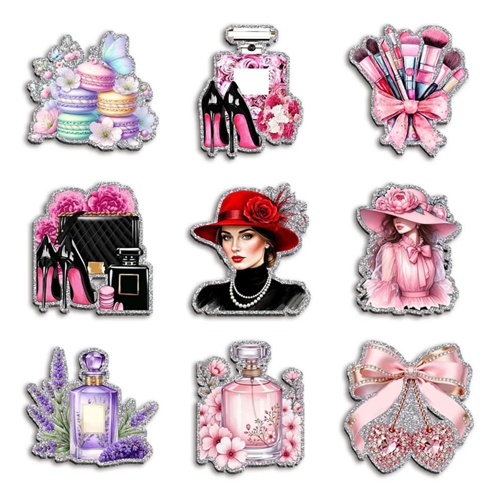 Hot Pattern Fashion Style Design Glitter Acrylic Flatback for Badge Hair Bow Keychain Reel Clip Decoration