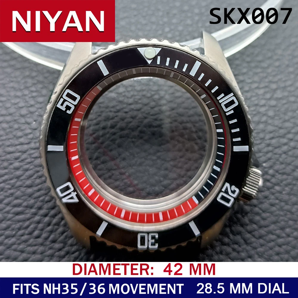 High-Quality 42mm Men's Steel Black Watch Case with Sapphire Glass and 22mm Band