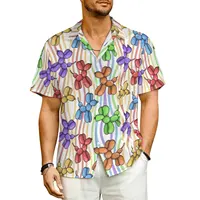 Rainbow Balloon Dogs Casual Shirt Balloon Animals Cool Hawaii Shirts Man Short Sleeve Beach Breathable Design Oversized Blouses 1