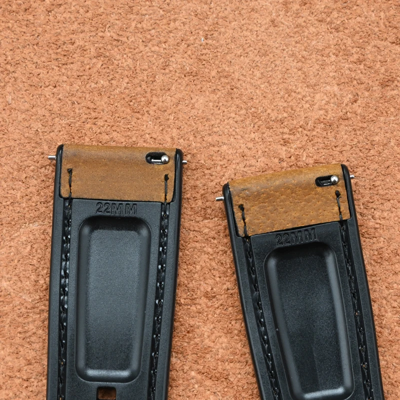 Vintage Crazy Horse Leather & Rubber Waterproof Quick Release Strap - Universal Retro Watch Band