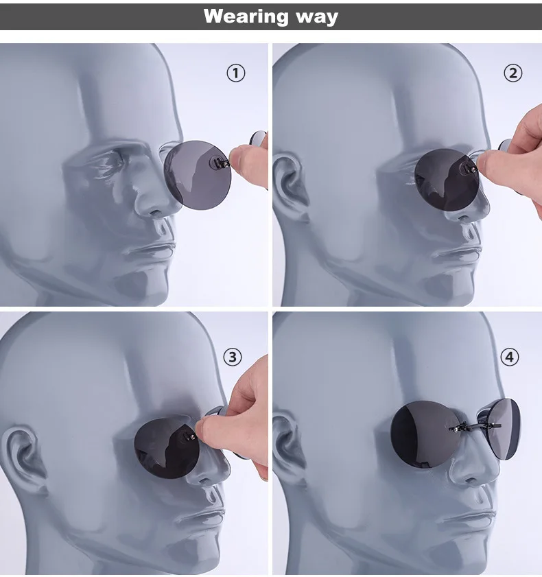 IENJOY Stylish Pince-nez Clip-on Sunglasses - Metal Round Frame Mini Sun Shades