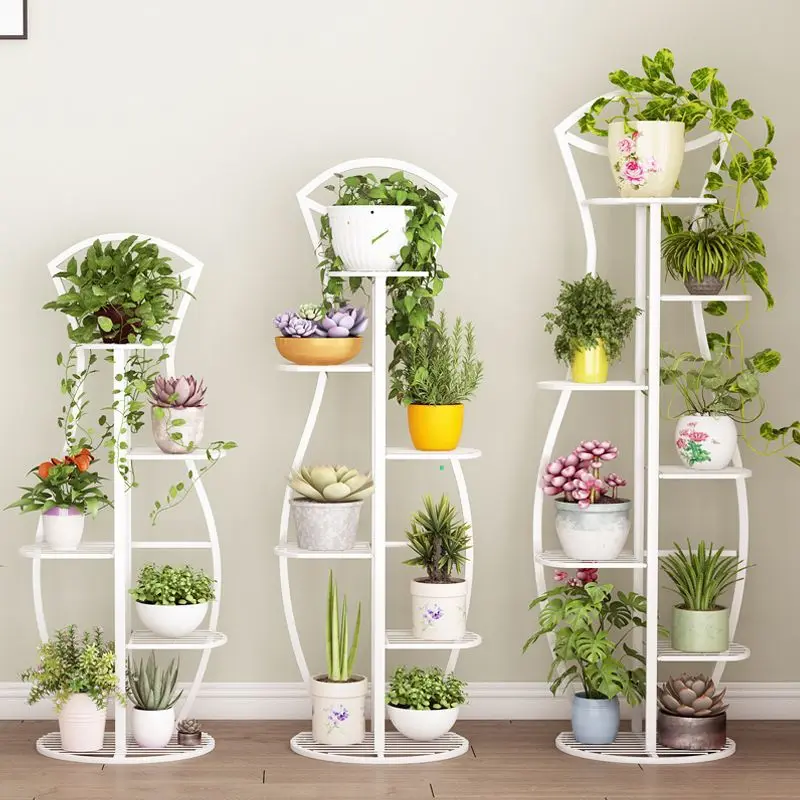 

Balcony Flower Stand Iron Multi-Layer Floor Home Living Room Flower Rack Indoor and Outdoor Potted Simple Bottle Storage Rack