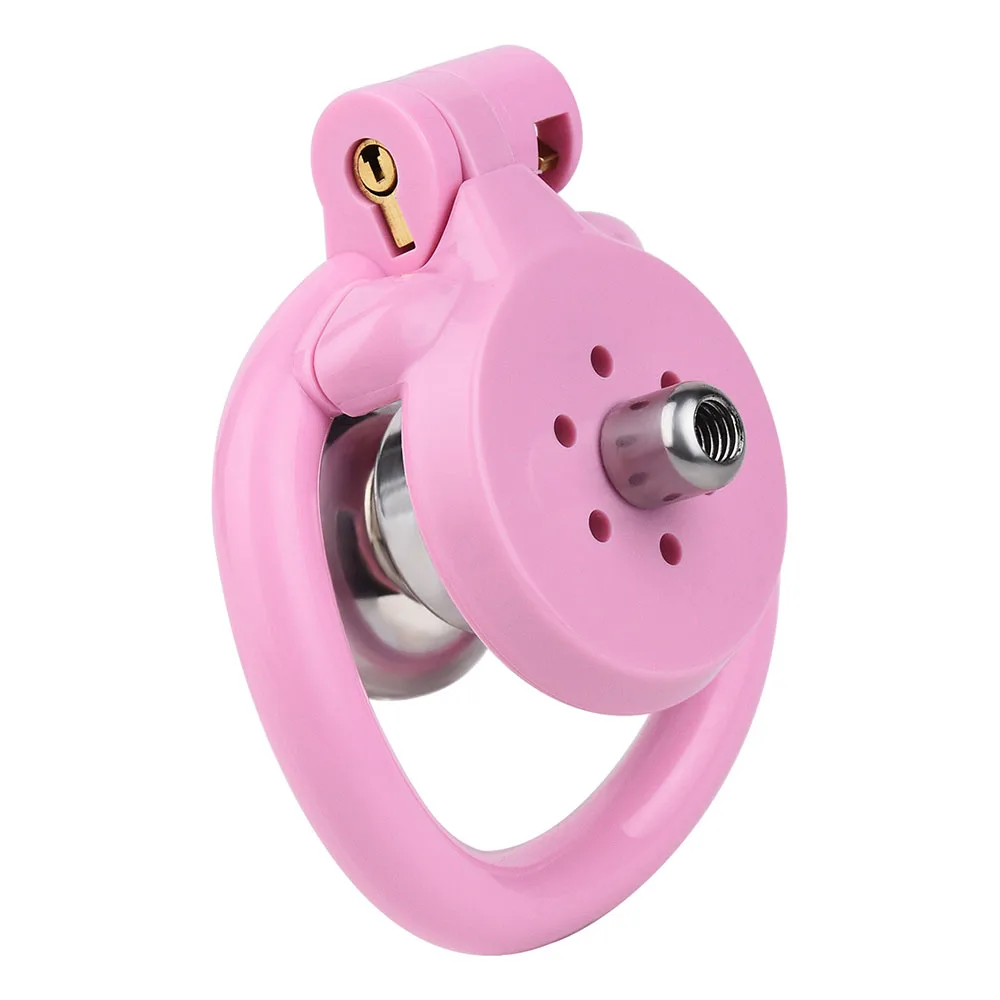 FRKO ABS Pink Flat Chastity Cage Abstinence Anti-Cheating Chastity 정조대 Men's Penis Cage with 4 Size Rings Sissy Male Sex Toys 18