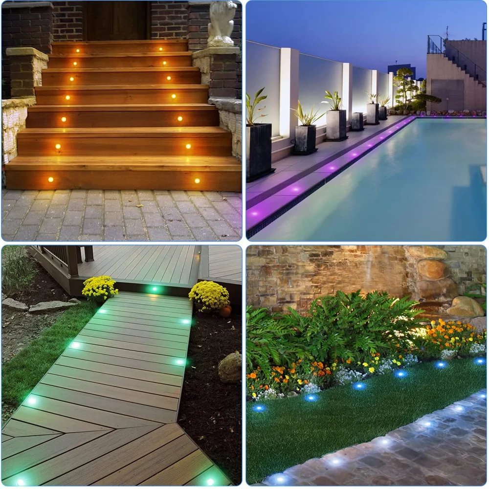 Description Picture 5 of itemRecessed LED Deck Light with Remote Control IP67 Waterproof 12V Outdoor Garden Stair Light RGB Color Changing Underground Lamp