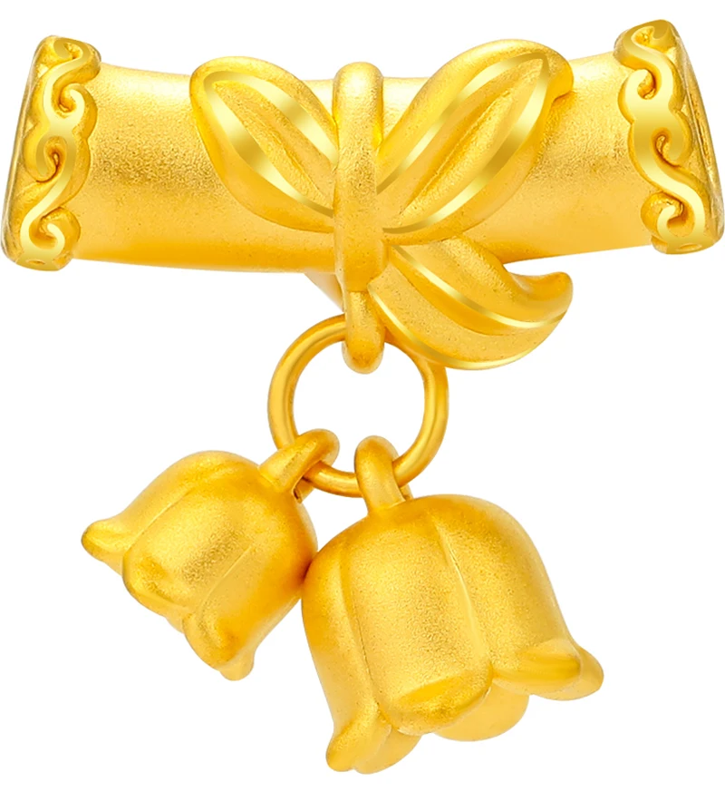 

New 999 24K Yellow Gold Bracelet 3D Gold Women Handmade String Flower Bracelet