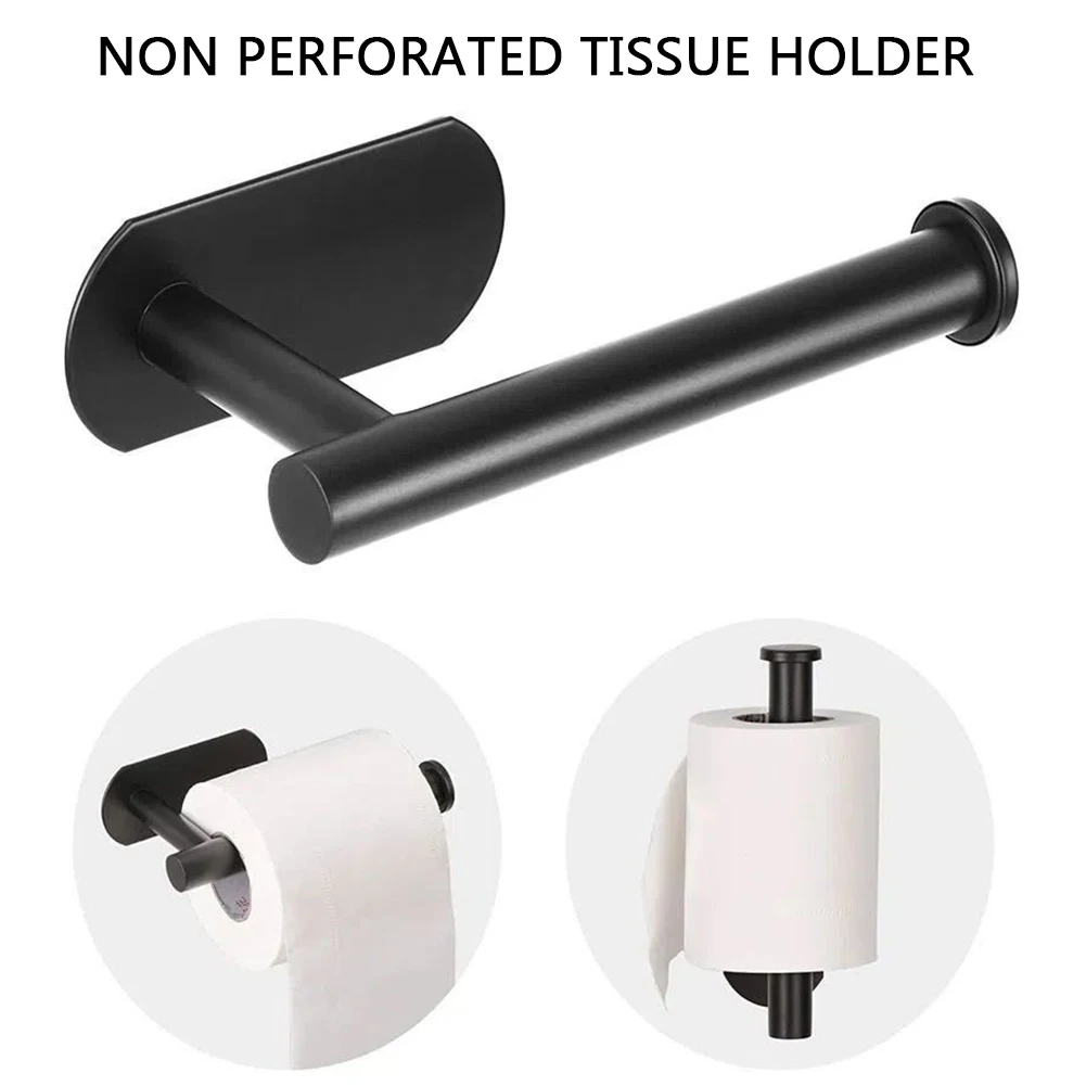 Toilet Paper Holder Self Adhesive Tissue Hanger Stainless Steel Wall Mount No Punching Tissue Towel Roll Dispenser for Bathroom