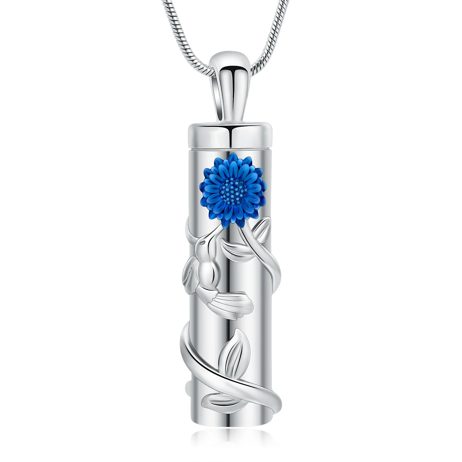 

Sunflower Cylinder Cremation Jewelry Memorial Charm Pendant Urn Necklace For Human/Pet Ashes Stainless Steel Keepsake