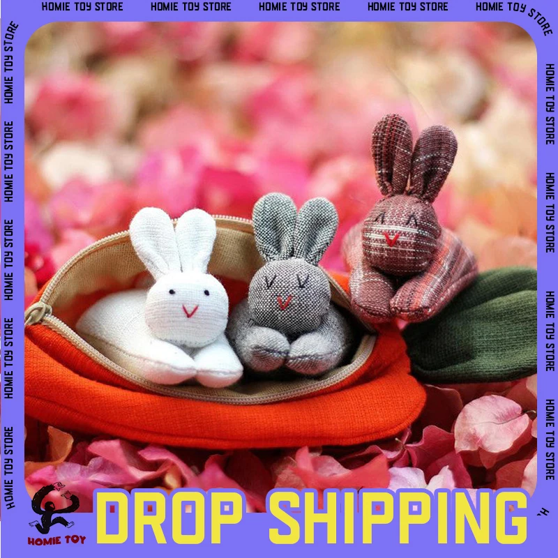 

Easter Mini Plush Bunny Doll 3 Bunnies In Carrot Purse Toy Easter Decorations Cute Rabbits Portable Bag for Children Gifts Toy