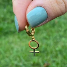 A Pair Stainless Steel Venus Symbol Feminist Lesbian Earrings for Women Girls Charm Statement Female Symbol  Pride Jewelry