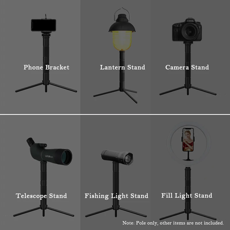 TINSOL Aluminium-Laternenständer, Camping-Lampenstange, faltbare Lichtstütze, Halterung für Lampe, Kamera, Telefon, Stativständer für Picknick – Detail 6