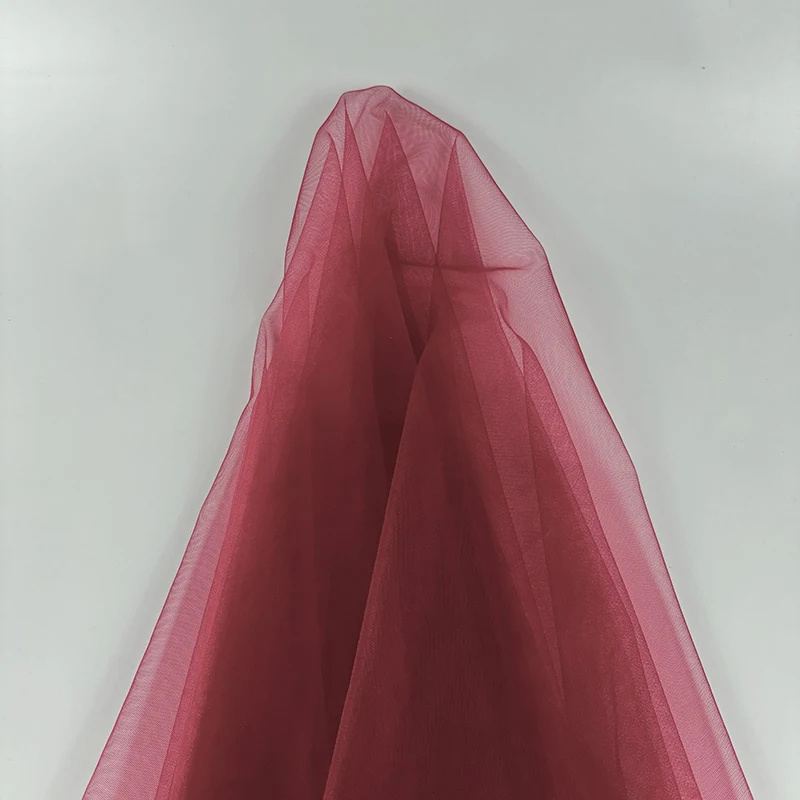Elegant Red and Pink Tulle Mesh Fabric for Wedding and Bridal Wear