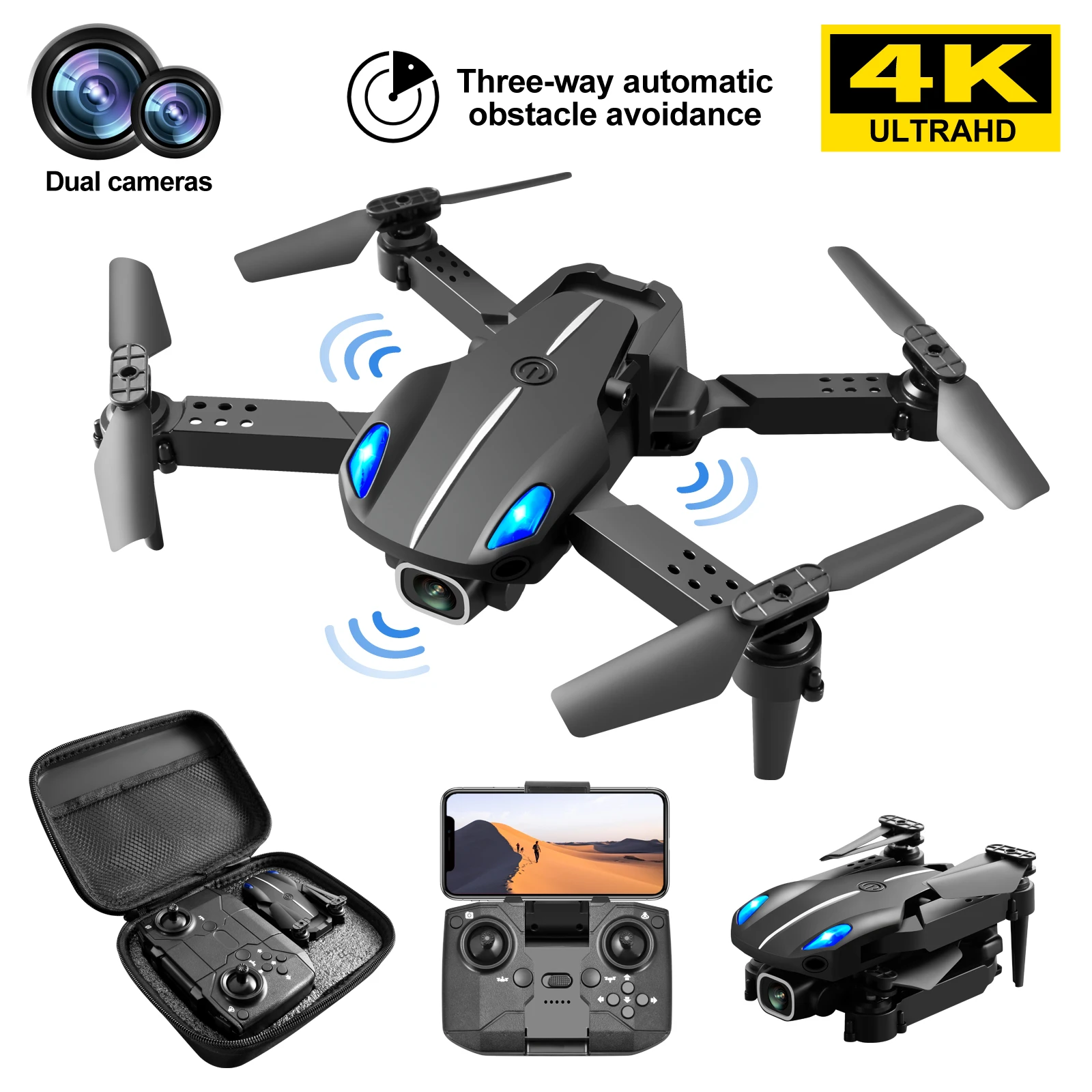 rc helicopter big size KY907 Obstacle avoidance Drone 4k profession HD WiFi Wide Quadcopter With Camera Dual Keep Drones Rc Plane Dron Helicopter Toys mini rc helicopter