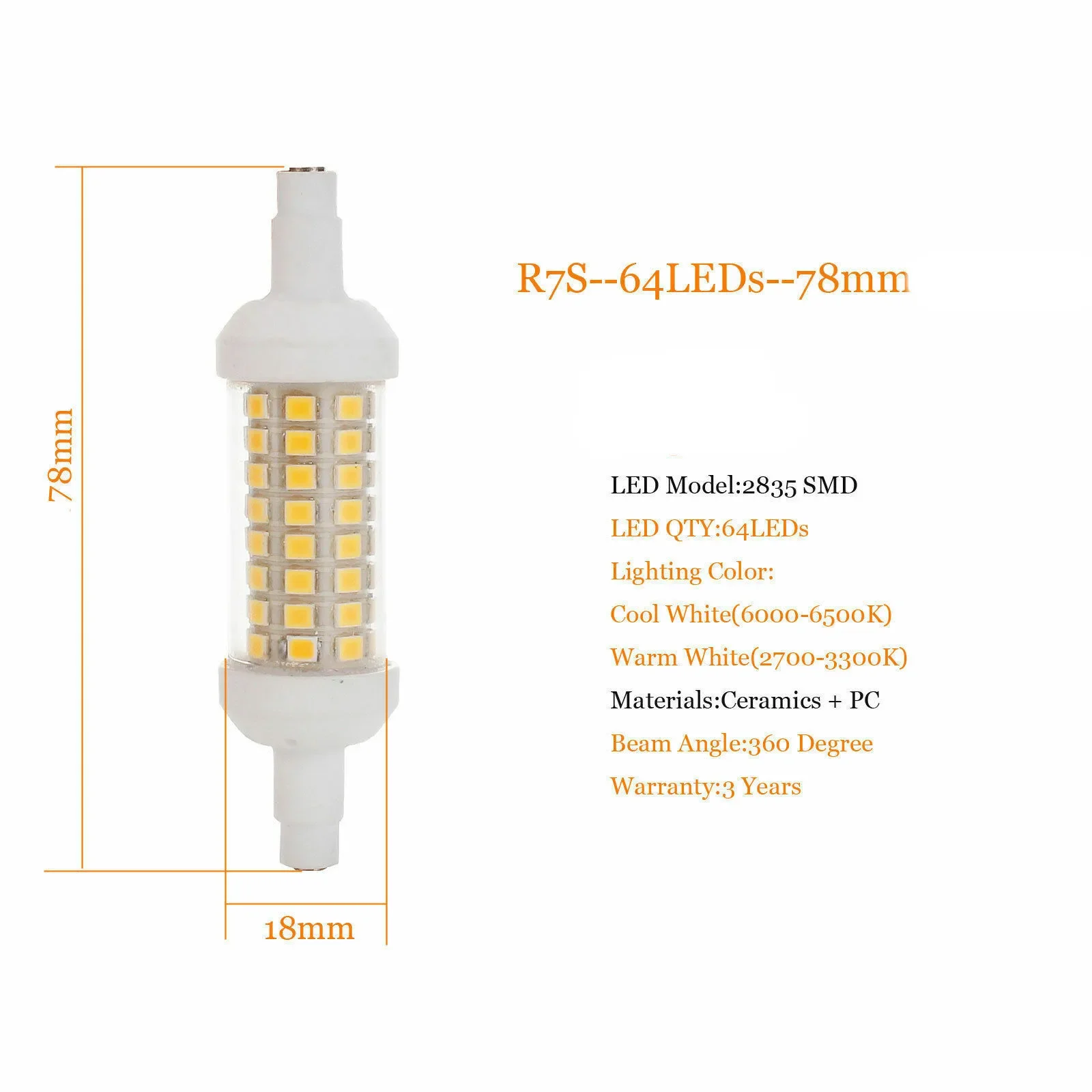 LED 디밍이 가능한 전구 R7S 옥수수 SMD2835 20W 30W LED 조명 AC 220V 할로겐 램프 교체 투광 조명 차가운 따뜻한 흰색