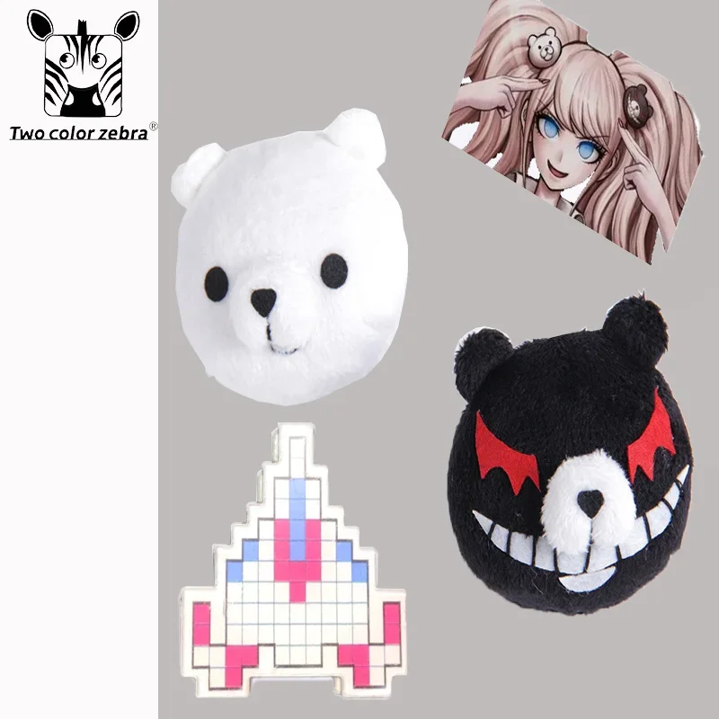 

A Pair Danganronpa Enoshima Junko Cosplay Costume Exclusive Monokuma Hairpin Headwear Maiden Cute Decorate Card Issuance Gift