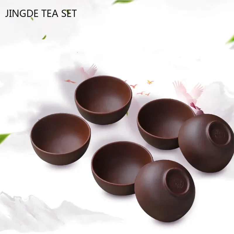 8 Pcs/set Yixing Handmade Purple Clay Teacup Authentic Dahongpao Tea Bowl Travel Portable Pu'er Master Cup Chinese Zisha Tea Set