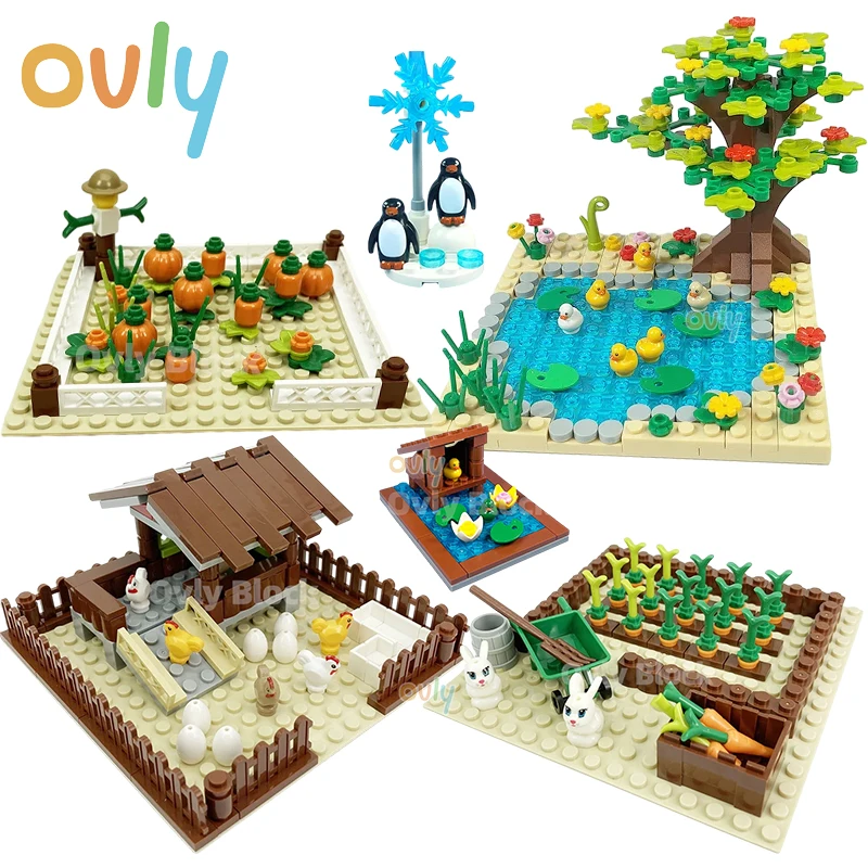 

Строительные блоки MOC для фермы, животных, деревьев, растений, курятник, овощное поле, тыква, ананас, кукуруза, бассейн для детей, подарок