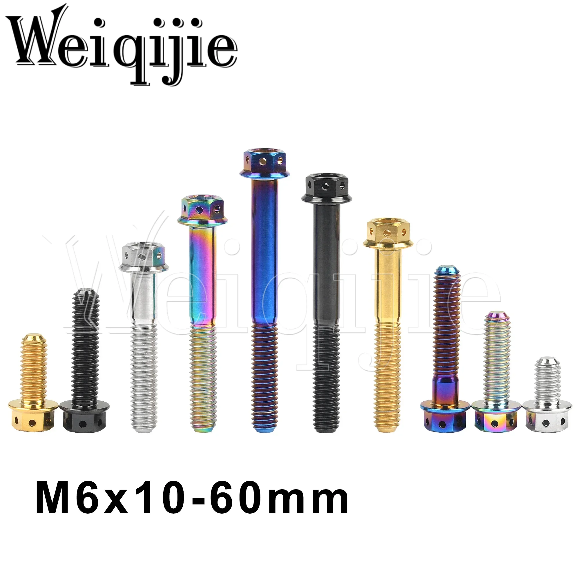Weiqijie Titanium Flange Bolts M6x10 15 20 25 30 35 40 45 50 55 60mm Socket Head ScrewMotorcycle Brake Caliper