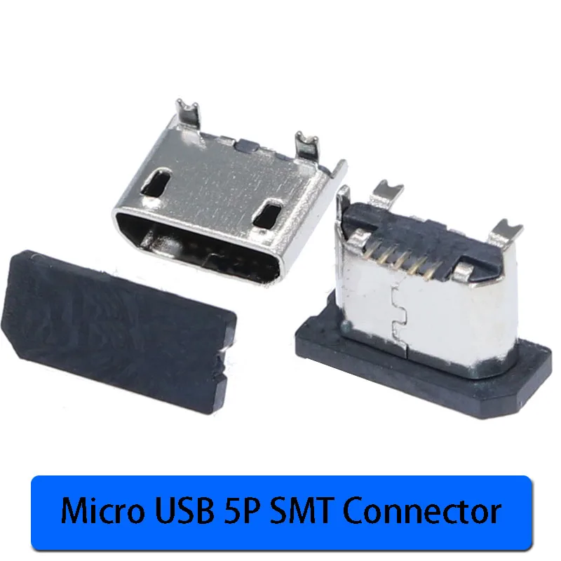 1 Stück MICRO USB 5P Vertikaler Patch 5-Pin 180-Grad-Buchse SMT USB-Ladeanschluss Flachmundiger gebogener Rand SMT-Schnittstelle